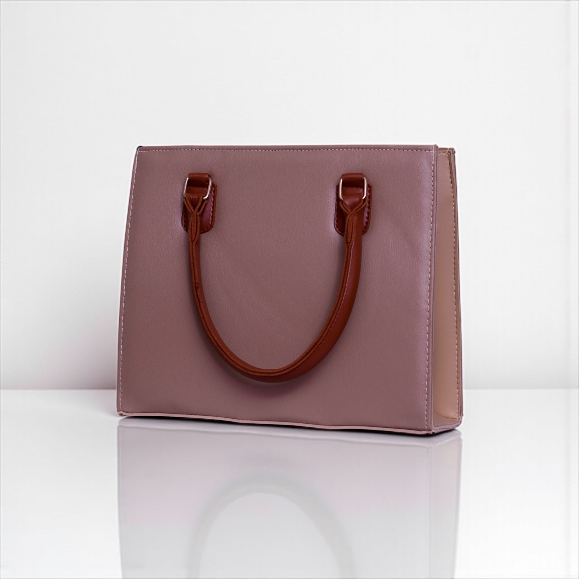 2-Piece Mauve & Brown Structured Handbag Set – Shine and Carry