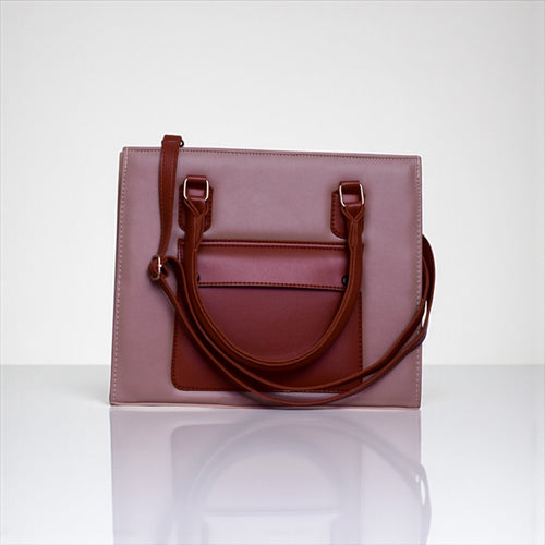2-Piece Mauve & Brown Structured Handbag Set – Shine and Carry