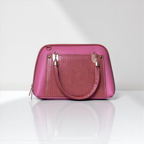 Croc-Textured Pink Handbag – Shine and Carry.