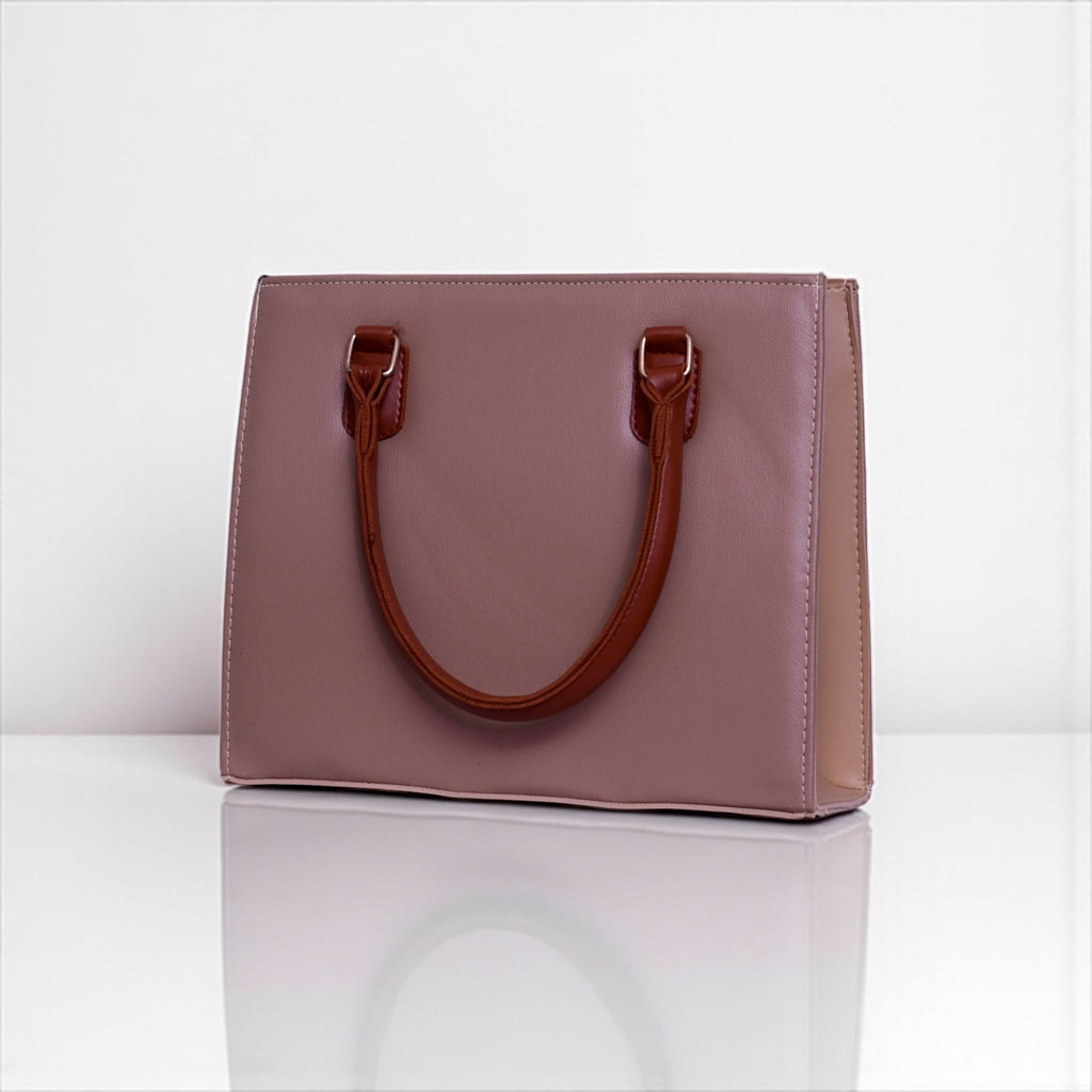 2-Piece Mauve & Brown Structured Handbag Set – Shine and Carry